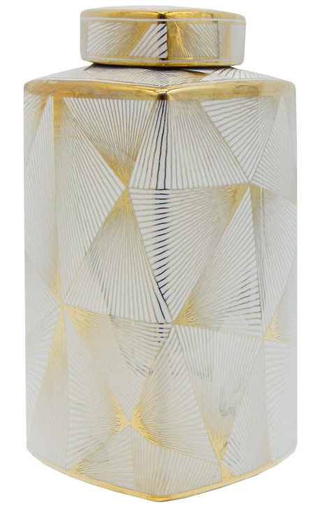 Urne décorative "Yarra" en céramique émaillé doré moyen modèle