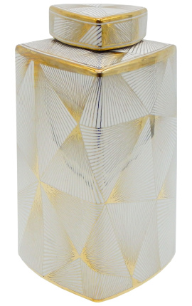 Urna decorativa &quot;Yarra&quot; en ceràmica esmaltada daurada, model mitjà