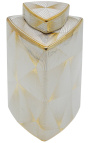 Urna decorativa "Yarra" em cerâmica esmaltada a ouro, modelo médio