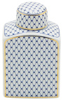 Dekoracyjny urn "Akub" w niebieskim i złotym emalowanym ceramicznym modelu