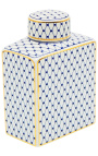 Decoratieve urn "Akoub" in blauw en goud emuleerde keramische medium model