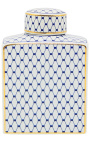 Урна декоративная "Akoub" из керамики эмалированная сине-золотой моделью среднего размера