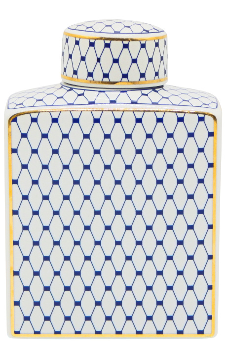 Dekoracyjny urn "Akub" w niebieskim i złotym emalowanym średnim modelu