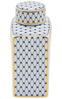 Urna decorativa "Akoub" in ceramica smaltata blu e oro, modello medio