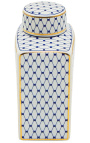 Urna decorativa "Akoub" in ceramica smaltata blu e oro, modello medio