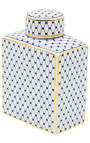 Dekoracyjny urn "Akub" w niebieskim i złotym emalowanym średnim modelu