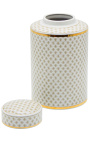 Dekozylinder "Ature" urn in beige und gold emailliert Keramik GM