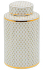 Dekozylinder "Ature" urn in beige und gold emailliert Keramik GM