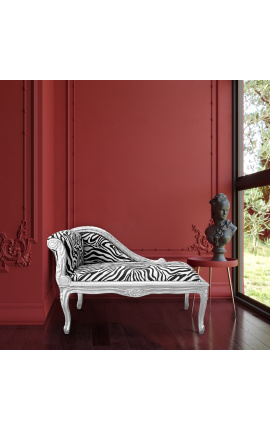 Louis XV chaise longue cebra tela y madera de plata