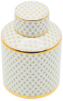 Dekorativ cylindrisk "Ature" urn i beige och guld emaljerad keramik MM