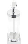 Lampa de masă column format "Teia" din sticlă și metal de argint