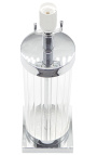 Table lamp column shaped "Théia" in glass and silver metal