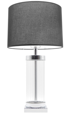 Table lamp kolom gevormd "Théia" in glas en zilver metaal