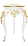 mesa Luis XIV de estilo blanco lacado madera con bronce.