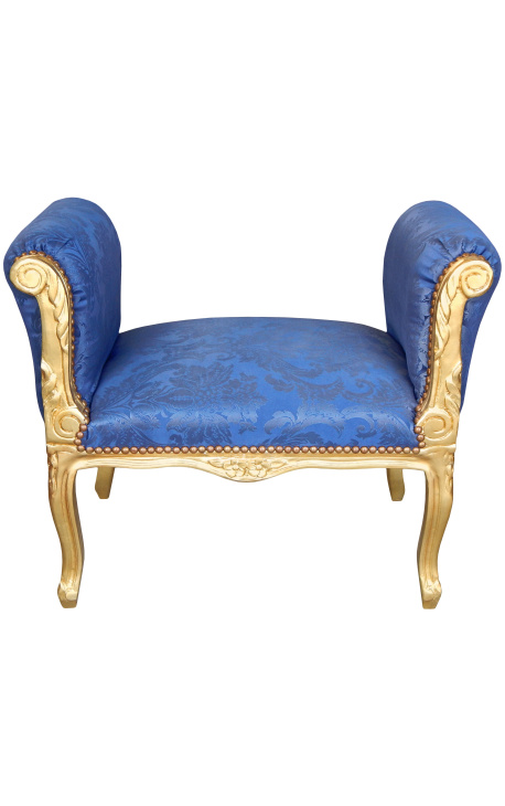 Baroc Louis XV bench albastru cu "Gobelini" modele de țesut și lemn de aur