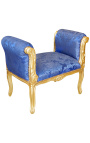 Barock Louis XV Bank blau mit "Rebellen" muster stoff und gold holz