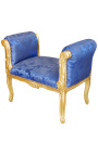 Barock Louis XV Bank blau mit "Rebellen" muster stoff und gold holz