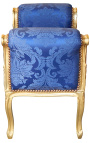 Barock Louis XV Bank blau mit "Rebellen" muster stoff und gold holz