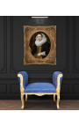 Barock Louis XV Bank blau mit "Rebellen" muster stoff und gold holz