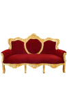 Barok Sofa stof rood bordeaux fluweel en verguld hout