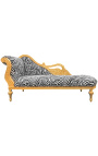 Gran chaise longue barroco con tela de cebra de cisne tallada y madera de oro