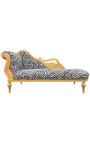 Grote barok chaise longue met een uitgesneden zwanen zebra stof en goud hout