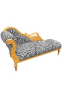 Gran chaise longue barroco con tela de cebra de cisne tallada y madera de oro