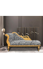 Large baroque chaise longue with a carved swan zebra fabric and gold wood
