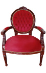 Барочное кресло Louis XVI в стиле красного бордового бархата и красного дерева
