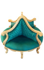 Fotelja Borne Baroque zelena baršunasta tkanina i pozlaćeno drvo