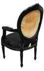 Барочное кресло стиля Louis XVI из натуральной коровьей кожи черного и белого и черного дерева