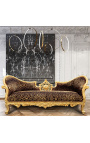 Barroco Napoleón III medallón estilo sofá leopardo tela y madera de oro