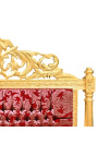 Barokní postel červená "Hráči" satinová tkanina a zlaté dřevo