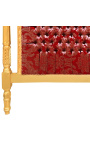 Barokbed rood "Gobelins" satinweefsel en gouden hout