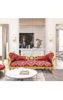 Barock NapoleonIII Stil Sofa rot "Rebellen" stoff und blattgold