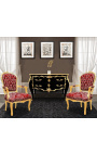 Store barokke kommoder sorte Louis XV stil, guld bronzer