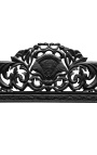 Lit Baroque tissu simili cuir noir avec strass et bois laqué noir