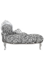 Grote barok chaise longue zebra stof en zilver hout