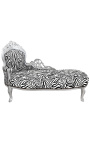 Grande méridienne baroque tissu zebre et bois argent