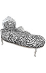 Velika barokna ležaljka zebrasta tkanina i srebrno drvo