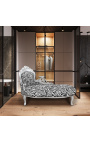 Grande divano letto barocco in tessuto zebrato e legno argentato