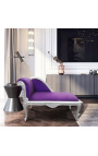 Louis XV chaise longue púrpura terciopelo tela y madera de plata