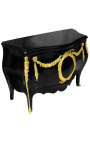 Commode buffet baroque style of Louis XV bronze with black, 2 doors