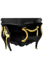 Commode buffet baroque italienne de style Louis XIV noire avec bronzes dorés