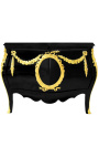 Commode buffet baroque italienne de style Louis XIV noire avec bronzes dorés