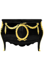 Commode Buffet baroque Italienne de style Louis XIV noire avec bronzes dorés