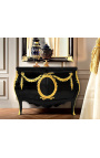 Commode Buffet baroque Italienne de style Louis XIV noire avec bronzes dorés