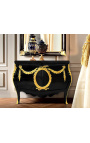 Commode buffet baroque italienne de style Louis XIV noire avec bronzes dorés