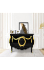 Commode buffet baroque italienne de style Louis XIV noire avec bronzes dorés