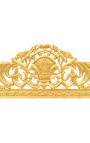 Letto barocco tessuto velluto blu e legno foglia oro